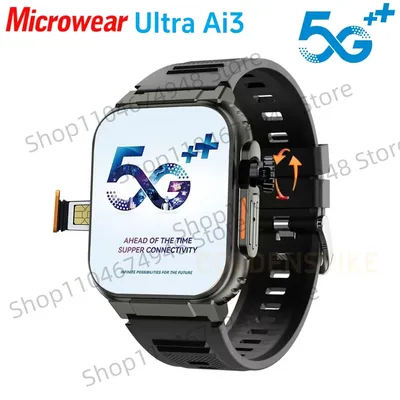 Microwear Ultra Ai3 Smartwatch 5G 180 ° Rotierende Kamera Google Play GPS WIFI 2,2 Zoll Amoled HD Display 4G Anruf Smartwatch Männer
