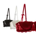Reggiseni Balconette a mezza tazza Coppa A D 2024 Biancheria intima sexy in cotone con gancio a 4 file Reggiseno push up sottile rosso nero bianco per le donne