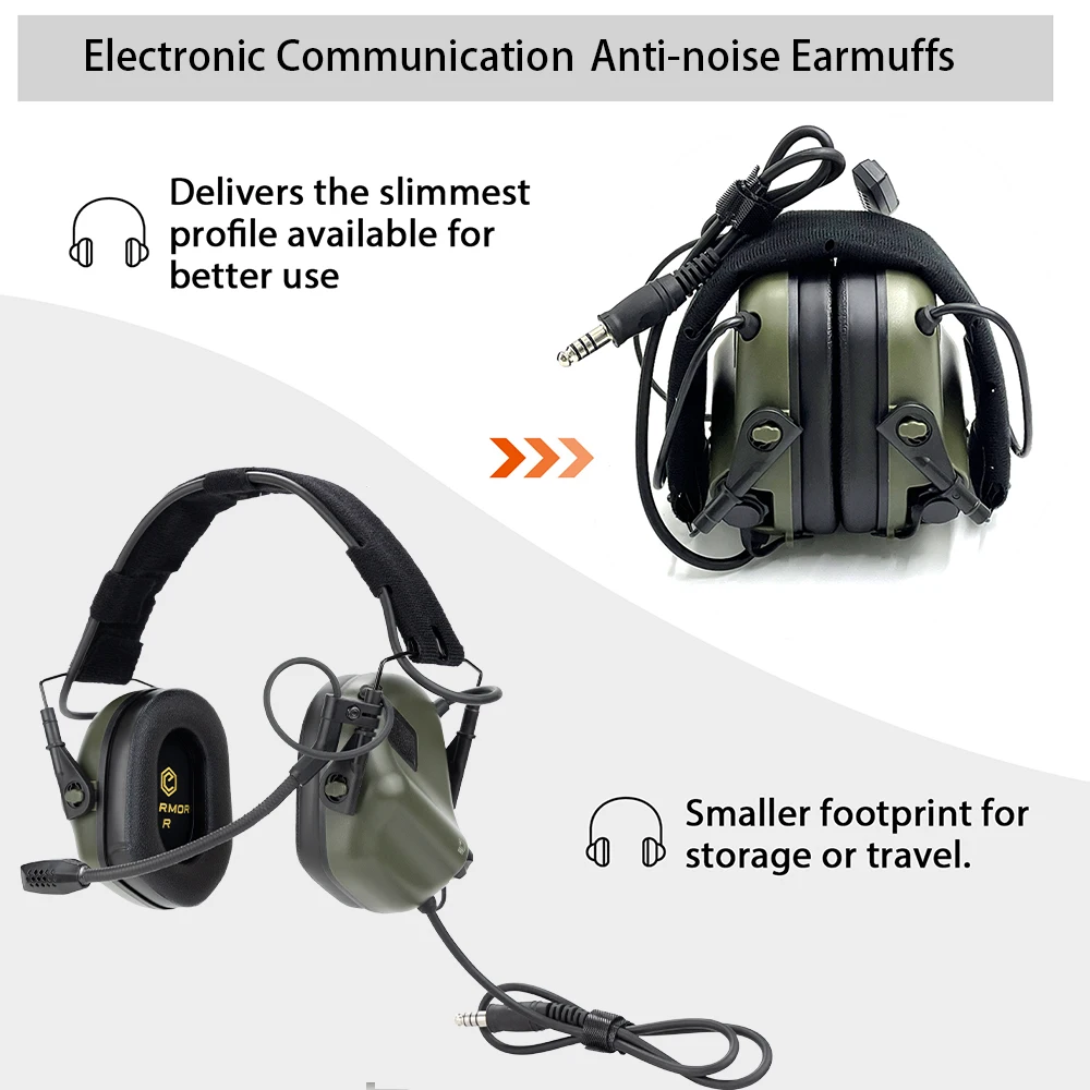 EARMOR M32 SE Taktischer Schieß-Ohrenschützer und M51 PTT-Passform für die Jagd, Geräuschunterdrückung, Sicherheitsschutzkopfhörer Image