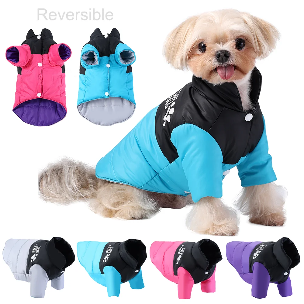 Warme Hundekleidung im Winter für kleine mittelgroße Katzenhunde, wendbare, wasserdichte Haustier-Outfits, solide Welpen-Sphynx-Chihuahua-Mops-Bekleidung Image