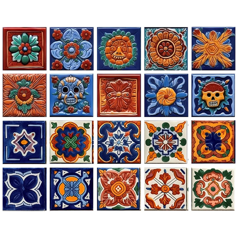 20 Stück Retro Küche mexikanische Fliesen Aufkleber Wand wasserdichte Tapeten PVC Möbel Schrank Badezimmer DIY Dekoration