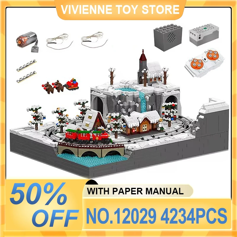 AUF LAGER Mold King 12029 Weihnachten Zug Park Modell Bausteine Bildungs Ziegel Kreative DIY Spielzeug Weihnachten Geschenk Kinder Image