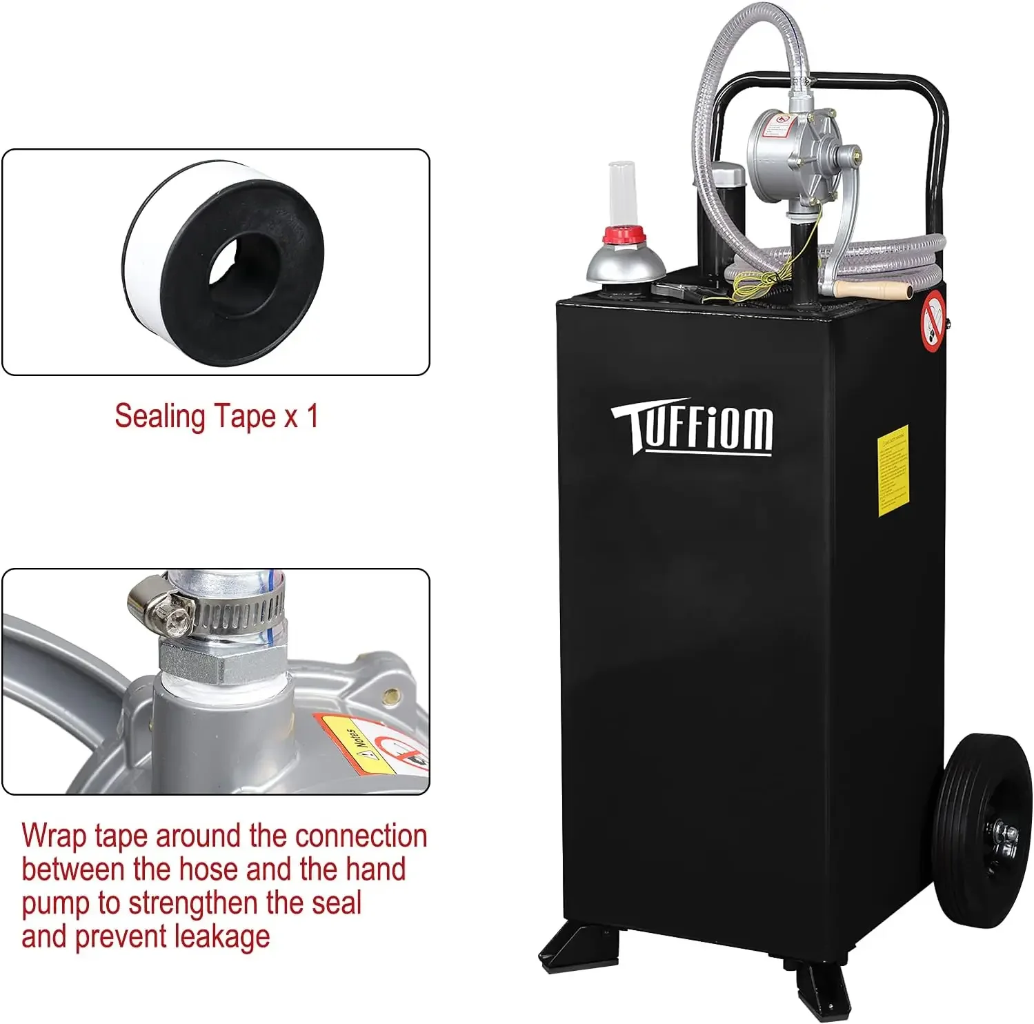 30 Gallon Fuel Gas Caddy w/Wheels & Manual Siphon Pump,Portable Diesel Fuel Transfer Storage Tank