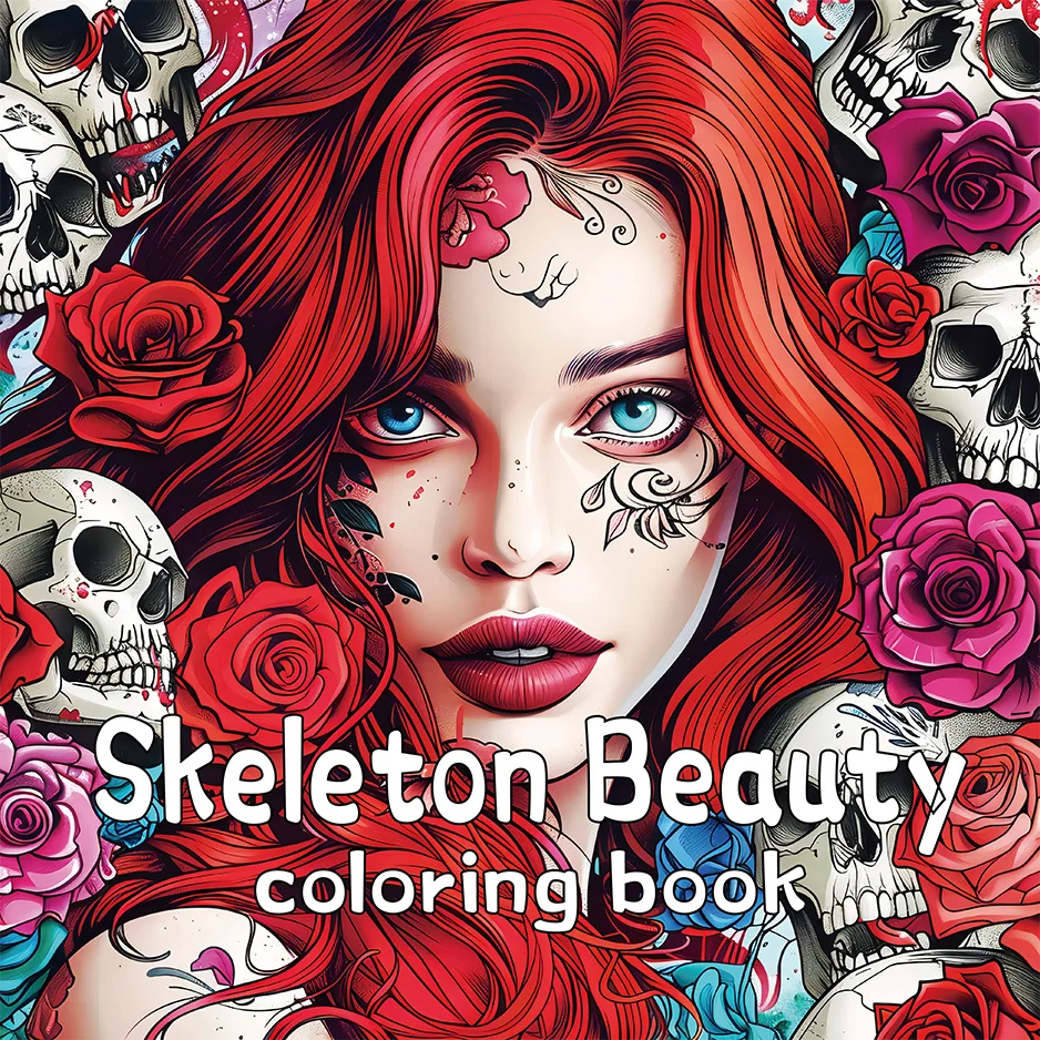 Bview Art Gothic Skull Designs Coloring Book for Adults - Colored Pencil Art, Stress Relief Creative Gift