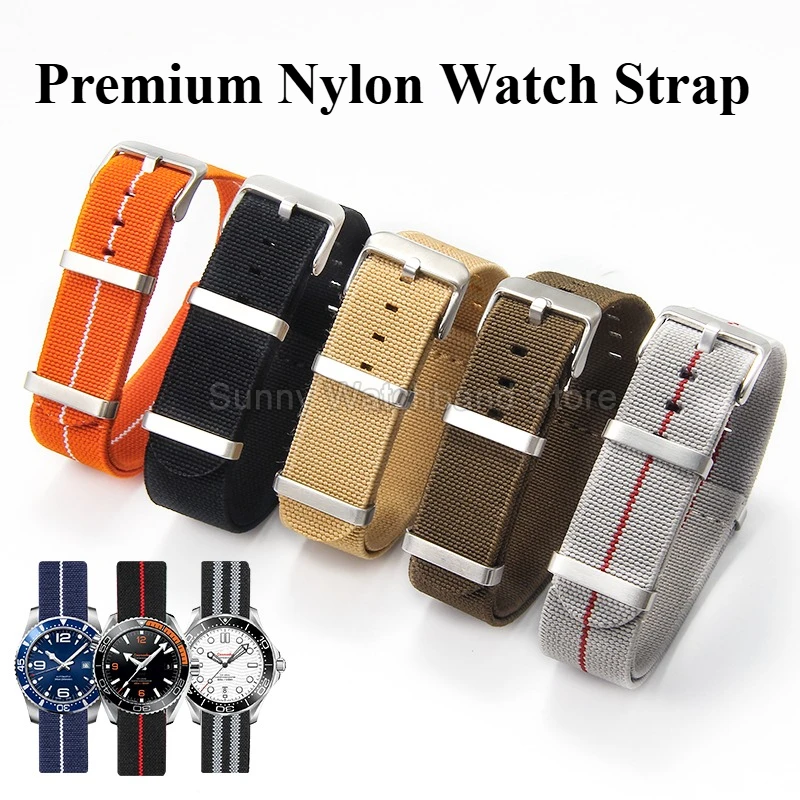 For ​​Breitling Black Submariner Seamaster Mido Lightweight Nylon Watchband Breathable Sport Strap Needle Buckle Gray Khaki Blue