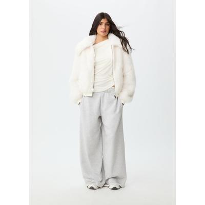 Stradivarius Faux fur jacket Ecru XL