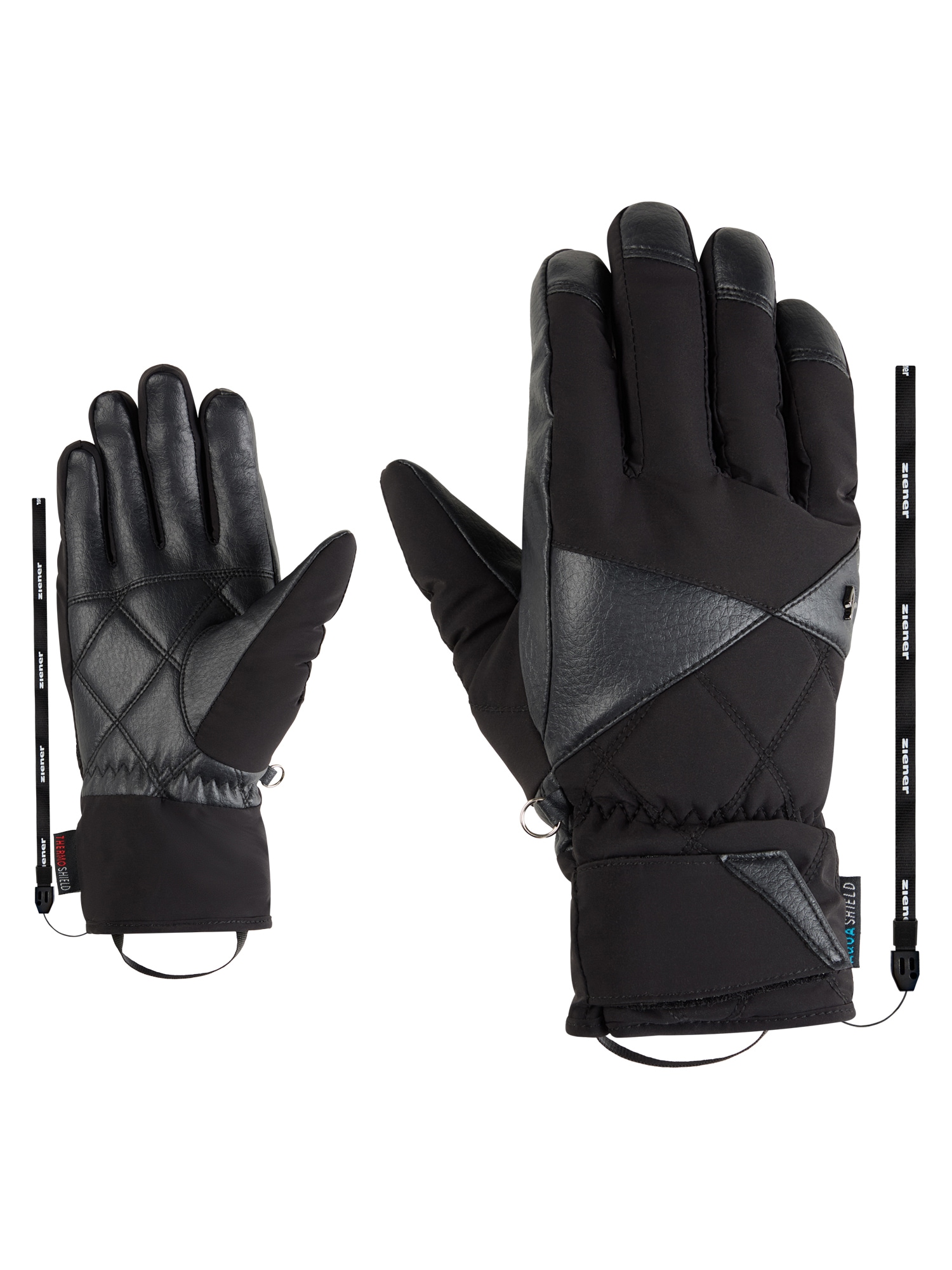 Skihandschuhe ZIENER "KOANA-Z AS PR glove lady", Damen, Gr. 6,5, schwarz, Obermaterial: 100% Polyester; Innenhand: 100% Polyester; Futter: 100% Polyester; Futter 2: 100% Polyester (recycelt); Wattierung: 100% Polyester (recycelt), Handschuhe Image