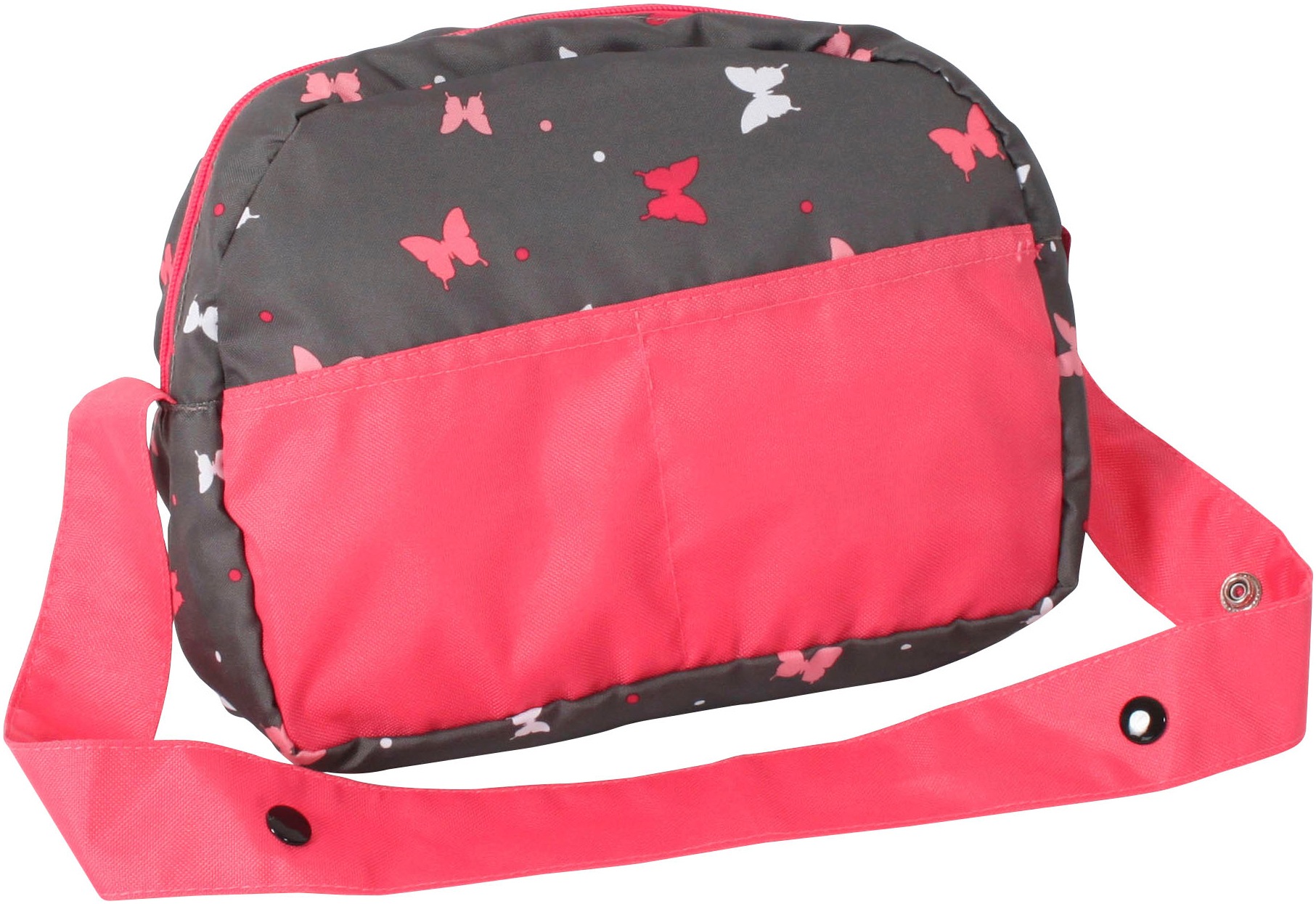 Puppen Wickeltasche CHIC2000 "Jeans Grey", bunt (butterfly koralle), Puppenausstattungen, JungenB:29cm H:22cm T:9cm, Polyester, B:29cm H:22cm T:9cm