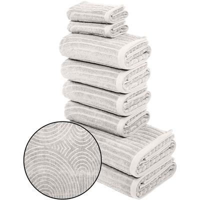 Handtuch Set MY HOME "Handtuchset Ognon, Duschtücher, Handtücher, Gästetücher, Zen", grau (hellgrau), 8 tlg., Frottier, Frottier, Obermaterial: 100% Baumwolle, Handtuch-Sets, Handtücher mit Muster, Scandi, einfarbiges Handtuch-Set 100% Baumwolle Image
