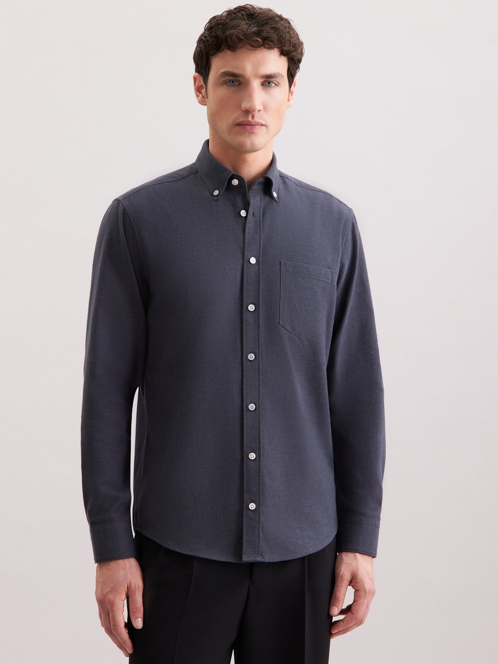 Seidensticker Flanellhemd Herren Regular Fit Baumwolle grau, 42 Image