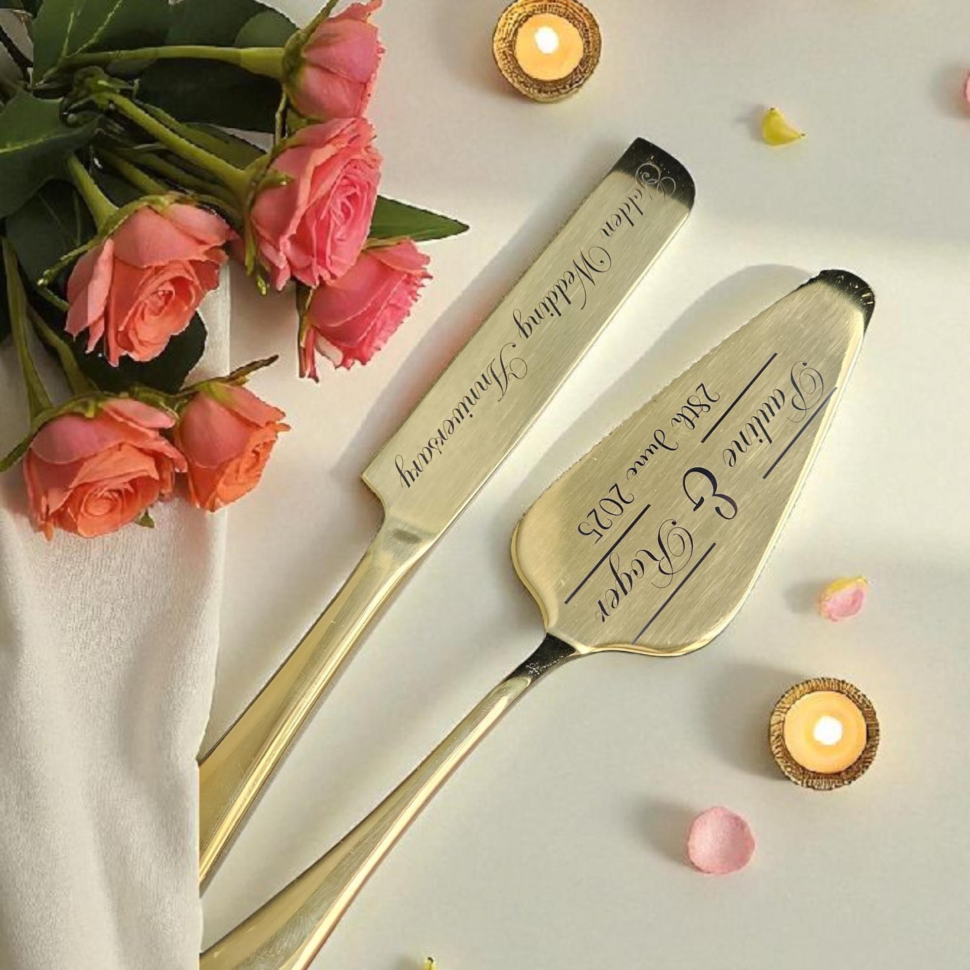 Set personalizzato per servire la torta nuziale, set per tagliare la torta con incisione, set per torte moderno, set per torte e set per servire la to
