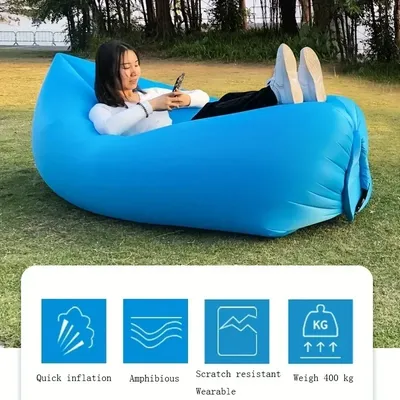 Inflatable Sofa Outdoor Lazy Bed Beach Chair Portable Air Mattress for Picnic Camping Inflatable Mattress Air Bed for Mus