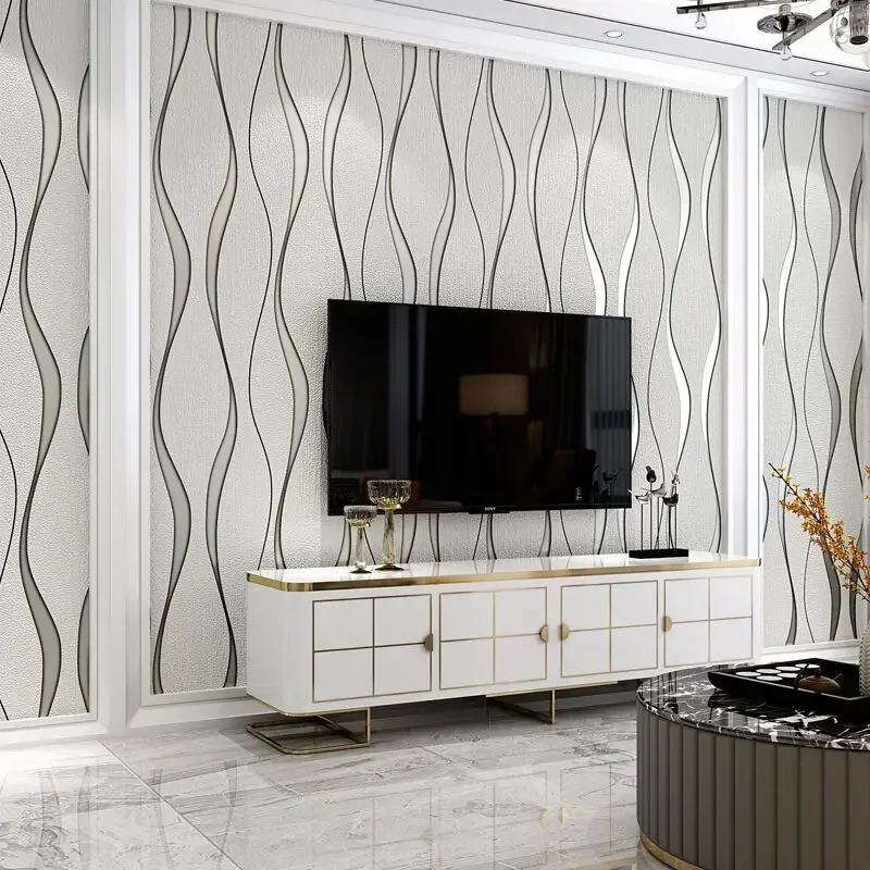 3D Tapeten Wasser Welligkeit Vlies Wand Papier Wohnzimmer TV Hintergrund Dekoration Pegatinas De Pared Luxus Tapete Image