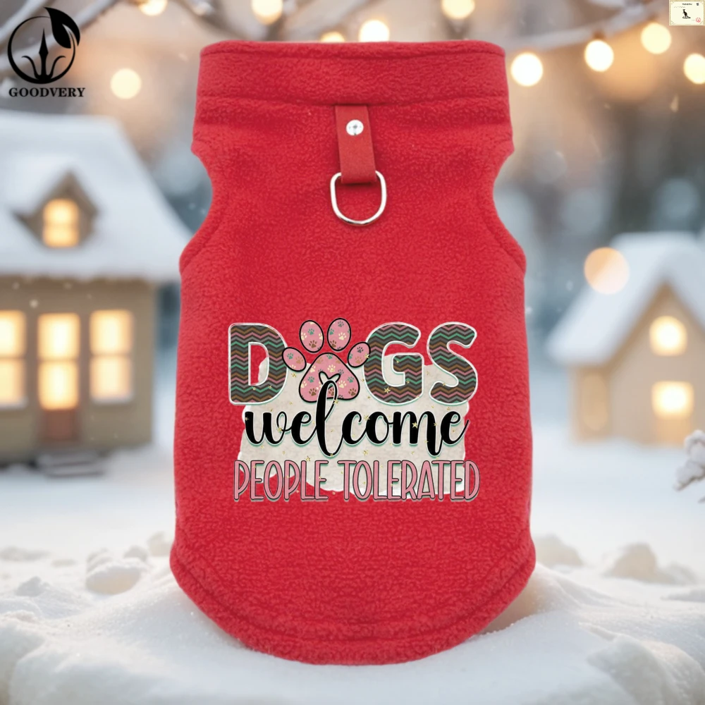 Hunde-Winterbekleidung aus weichem Fleece mit englischem Aufdruck für Hunde, einschließlich Mantel für französische Bulldoggen, Kostüme für Möpse und Jacken Image