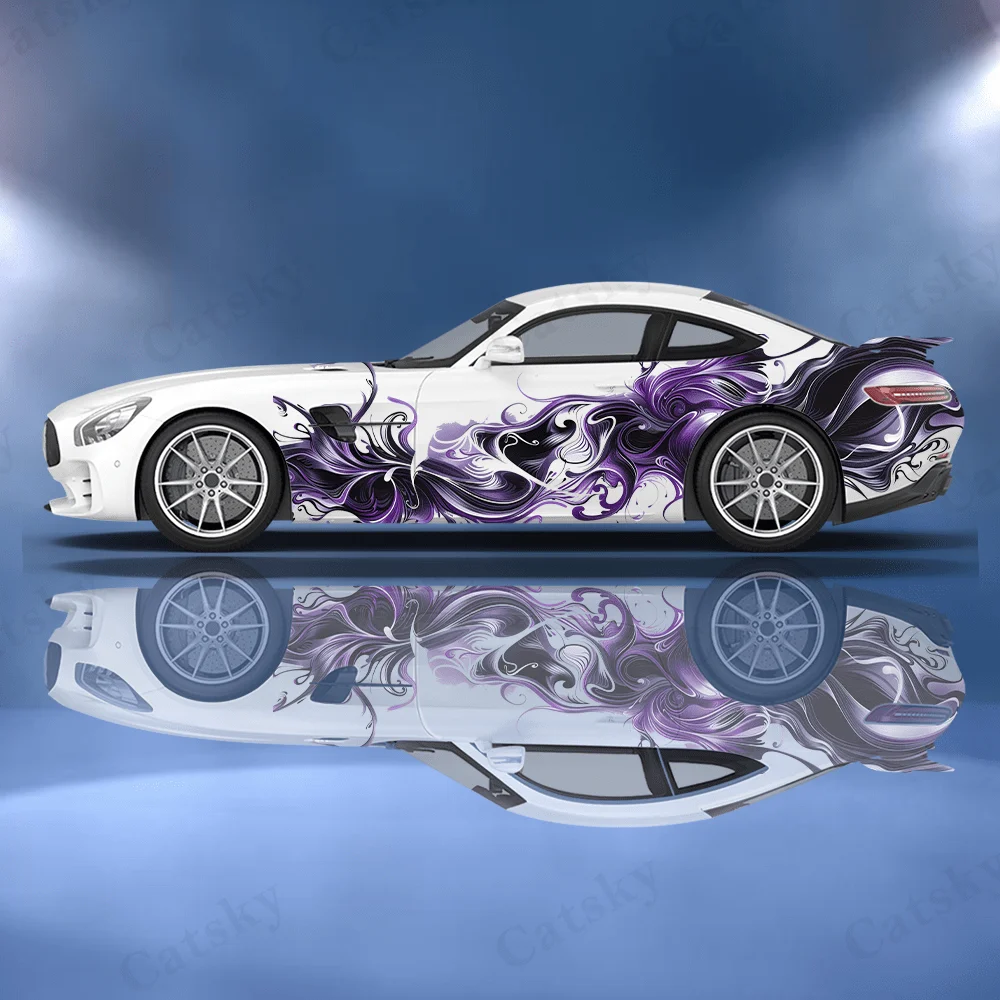 Line Flame Gradient Splashing Car Vinyl Wrap Aufkleber Selbstklebender PVC-Aufkleber Geeignet für LKWs SUV Dekoration Autozubehör Image