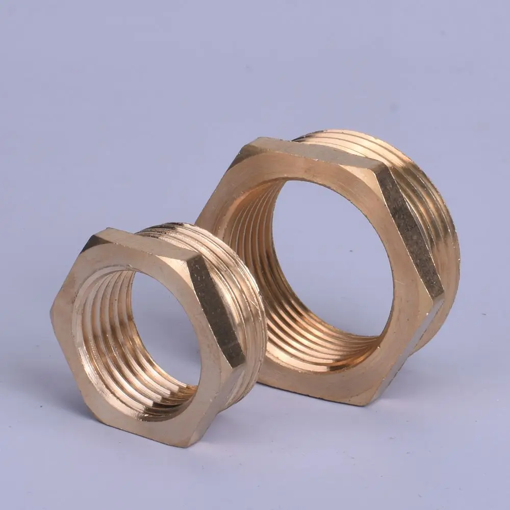 Raccordo per tubo riduttore con boccola esagonale in ottone 1/4 3/8 1/2 3/4 1 "1.2" 1.5 "Adattatore in rame filettato Accoppiatore connettore femmina-maschio