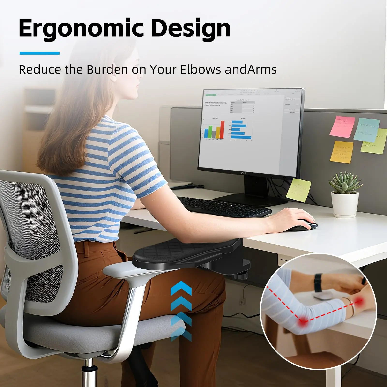 Neue Computer Armlehne Für Schreibtisch Einstellbare Ergonomische Handgelenk Rest Unterstützung Für Tastatur Armlehne Extender Rotierenden Maus Pad Halter