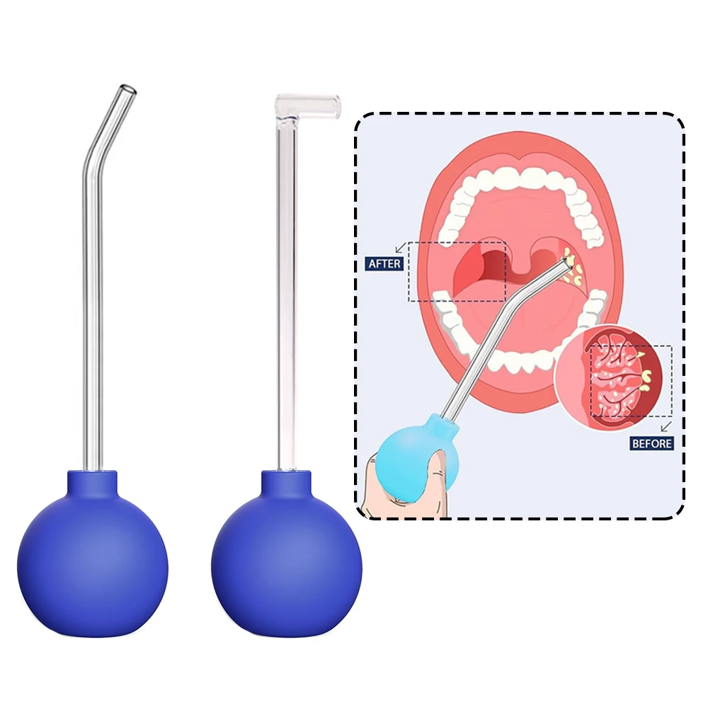 Reinigungsset für Tonsil-Stein | 15 ° +90 ° gebogenes Glasrohr + manuelle Saugkugel | Der Tonilreiniger entfernt hartnäckige Steine leicht Image