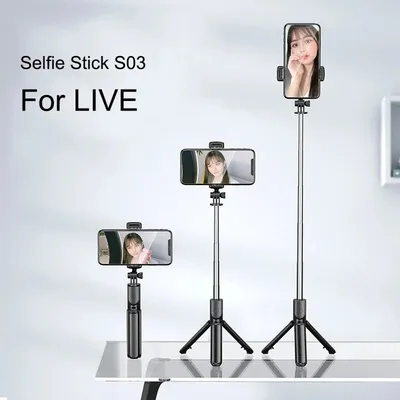 S03 Live Selfie Stick Wireless Selfie Stick Tripod Stand For iPhone Samsung Android Mobile Phones Facetime Vlog Recording Holder
