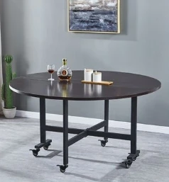 Beweglicher klappbarer Esstisch mit Rollen, tragbarer runder Tisch für den Haushalt im Freien