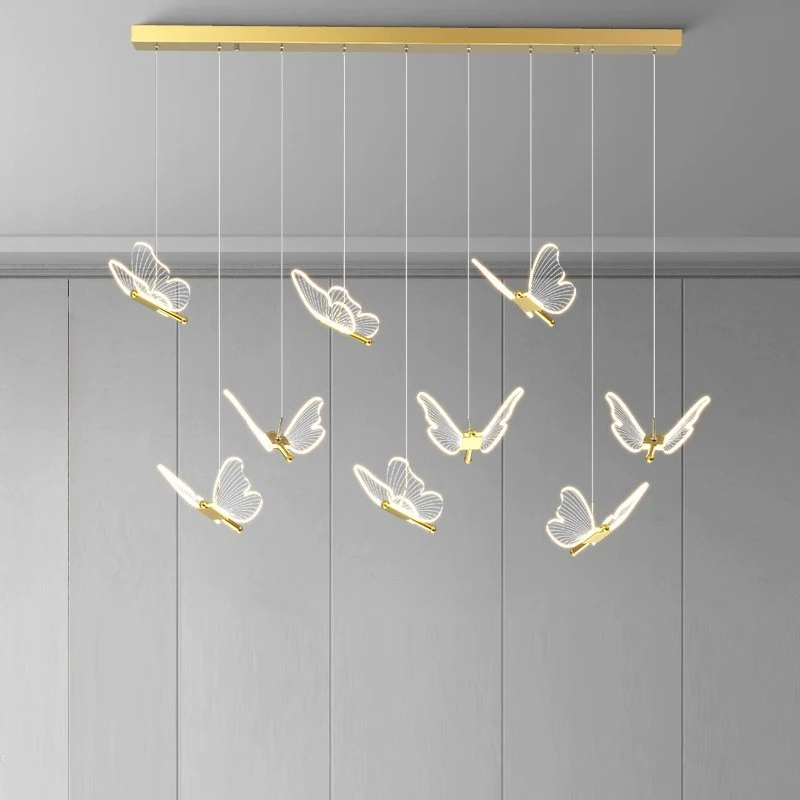 Moderne Acryl Schmetterling Wendeltreppe Kronleuchter Luxus für Wohnzimmer Esszimmer Villa Dekoration Beleuchtung Lampen LED deckenleuchte pendelleuchte lampe decke wohnzimmer hängeleuchte dekoration