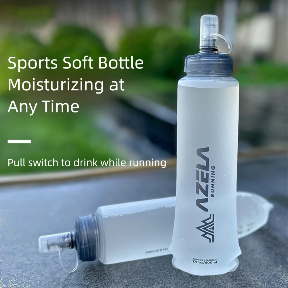 Sport weicher Wasserflaschen Weichkolben 500 ml Lebensmittelqualität für tragbare leichte fließende Wasserflasche für Outdoor -Sportarten Image