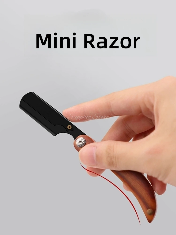 Mini-Handrasierer zum Rasieren, tragbarer Pro-Friseurrasierer für Herren, gerade Kante, Klapprasierer aus Edelstahl mit 10 Klingen Image