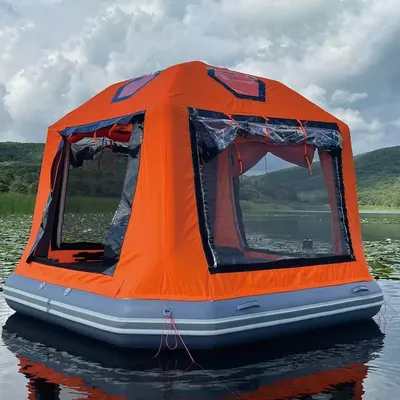 Water camping inflatable tent, wild fishing inflatable floating island tent, summer leisure inflatable camping tent