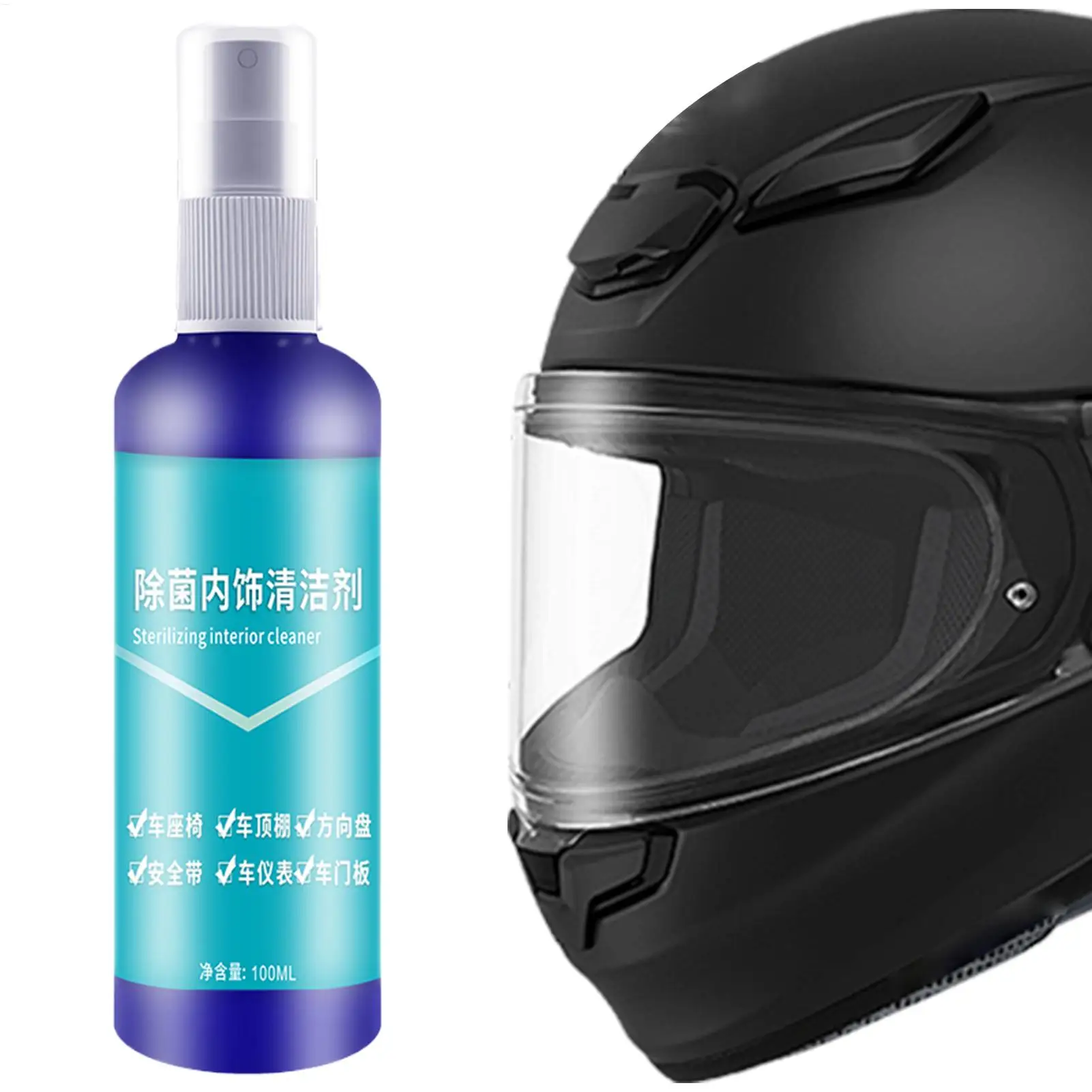 100 ml Helm Visier Reiniger Radfahren Ausrüstung Pflege Spray Freshing Helm Reiniger Deodorant Wasserlose Polnischen Spray Waschmaschine Image