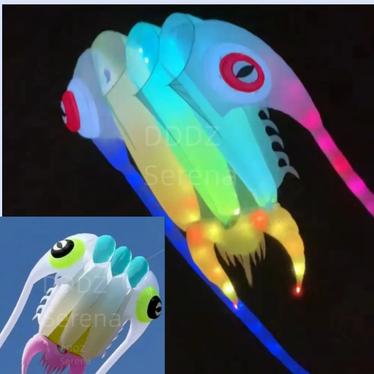 DDDZ NEU Farbe 16 quadratischer LED-Tilobit MLS zeigen Drachenanhänger Aufblasbarer Drachen 30D-Ripstop-Stoff mit Batterie und Fernbedienung Image