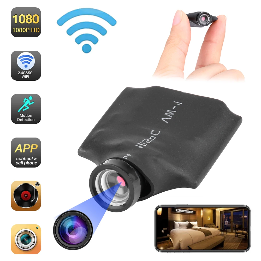 HD 1080P Anti-Diebstahl-Mini-WLAN-Kamera, Bewegungserkennung 120 ° Weitwinkel-Babyphone, Heimsicherheit, P2P-Camcorder, Fernansicht Image