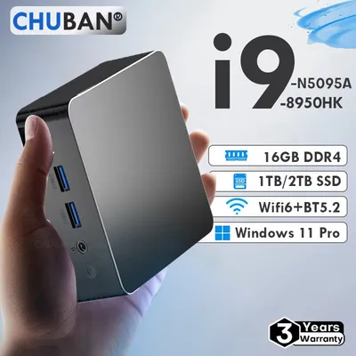 2025 Mini-PC Windows 11 Pro Core i9 8950HK Celeron N5095 Tragbarer PC-Gaming-Computer 16 GB DDR4 1 TB SSD WiFi 6 Desktop-PC-Gamer