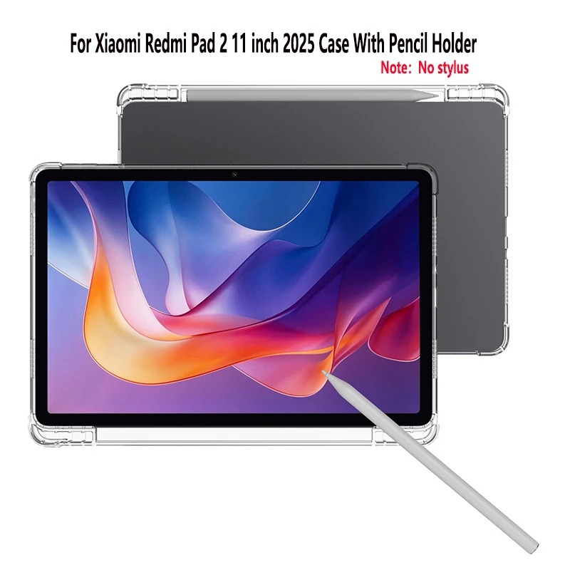 Mit Bleistift Halter Funda Für Redmi Pad 2 11 zoll Airbag Weiche Silikon Transparent Fall für Xiaomi Redmi Pad2 2025 11 "TPU shell Image