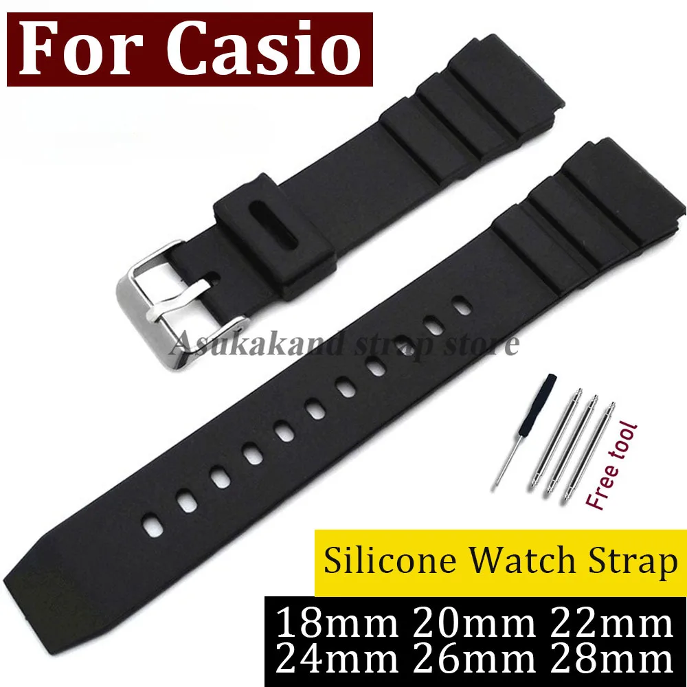 18mm 20mm 22mm 24mm 26mm 28mm Silikon-Uhrenarmband für Casio PU-Harz Uhrenband Studenten Elektronik Sport Herren Damen Armband Image