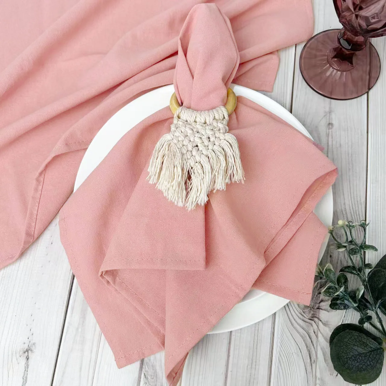 10 Stück 40 x 40 cm Servietten aus 100 % Baumwolle, rosa rustikale Tischservietten für Hochzeit, Party, Babyparty, Weihnachten, Tischdekoration