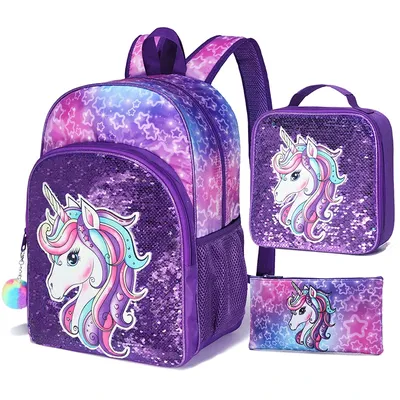 3 Pieces Children Backpacks for Girls Cartoon Unicorn Pattern School Bags Kids Satchel Primary School Student Mochilas De Hombre
