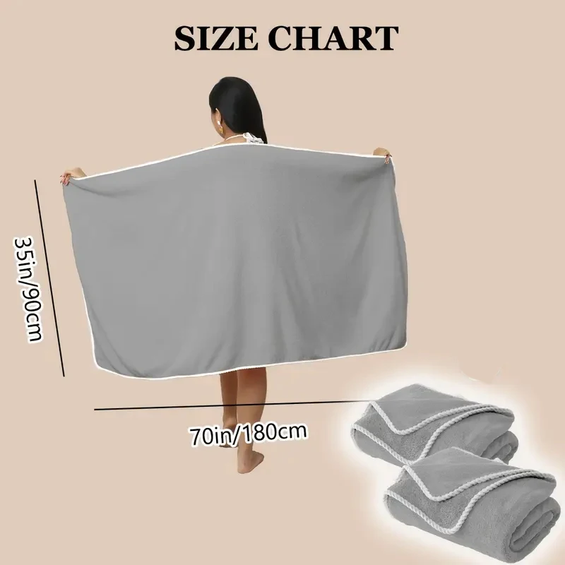 2er-Pack extra große, verdickte Mikrofaser-Badetücher – schnell trocknend und saugfähig für Zuhause/Fitnessstudio/Schwimmen, 5 Farben