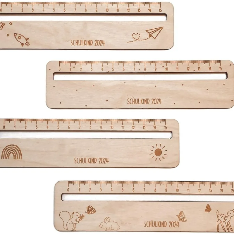 Creative Student Wooden Hollow Ruler Children'S Stationery Measuring Tool School Stationery Gift Reading Strips Drawing Ruler
