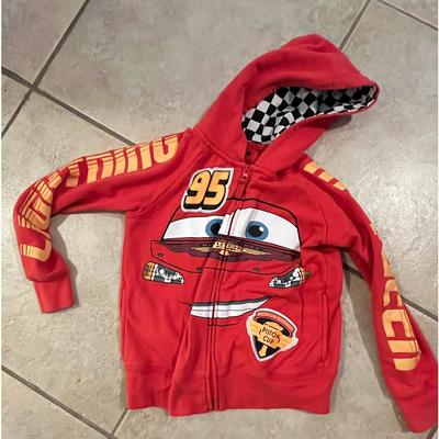 Disney Shirts & Tops | Disney Pixar Cars Zip Up Sweater With Hood. Good Used Condition Kids Size 5/6 | Color: Black/Red | Size: 5/6