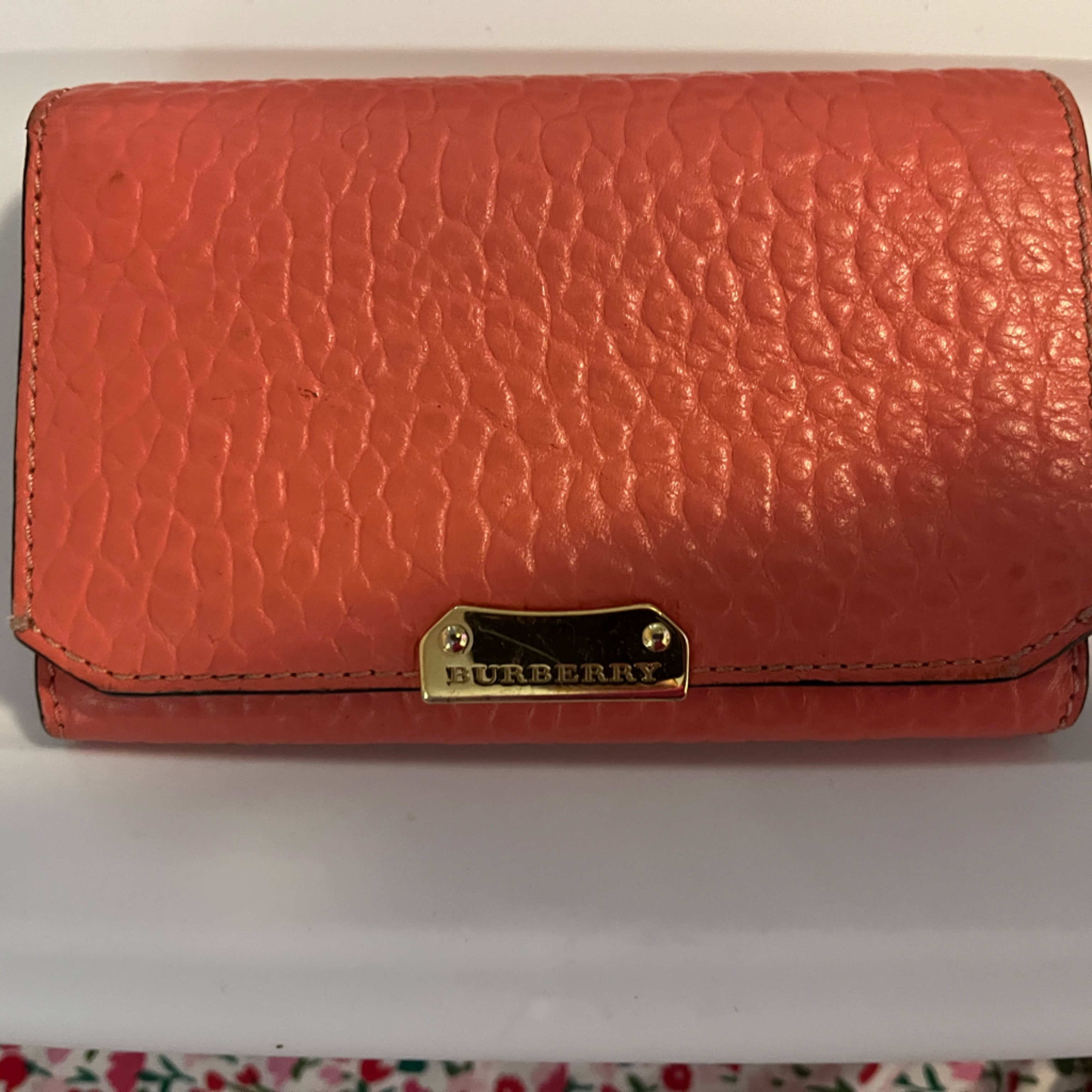 Burberry Cell Phones & Accessories | Burberry Coral Leather Phone Case | Color: Orange | Size: Os