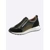 Sneaker HEINE, Damen, Gr. 41, bunt (schwarz, khaki), Leder, Glattleder, Veloursleder, Veloursleder, modisch, Schuhe
