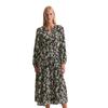 Maxikleid MARC O'POLO "aus Cupro-Viskose-Mix", Damen, Gr. 42, Normalgrößen, bunt (multi, schwarz), Obermaterial: 50% Cupro, 50% Viskose; Futter: 100% Viskose, bedruckt, relaxed fit wadenlang, Rundhals, Langarm Manschette, Kleider