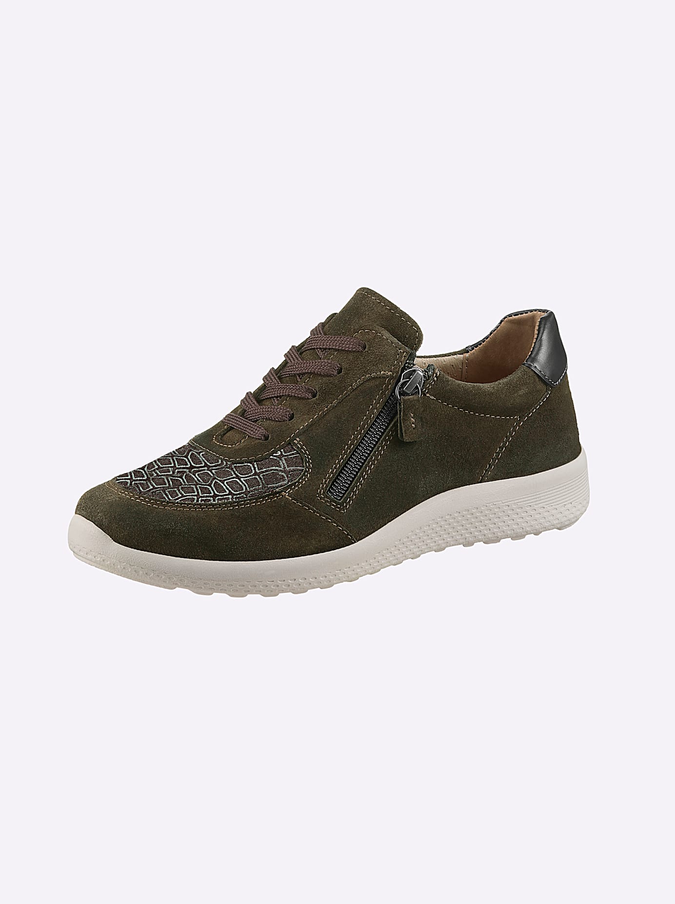 Sneaker CASUAL LOOKS, Damen, Gr. 40, grün (oliv), Nubukleder, Textil, Schuhe