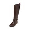 Stiefel MARC O'POLO "aus edlem Kalbleder", Damen, Gr. 38, braun (schwarz braun), Obermaterial: 100% Leder (Rind), Schuhe