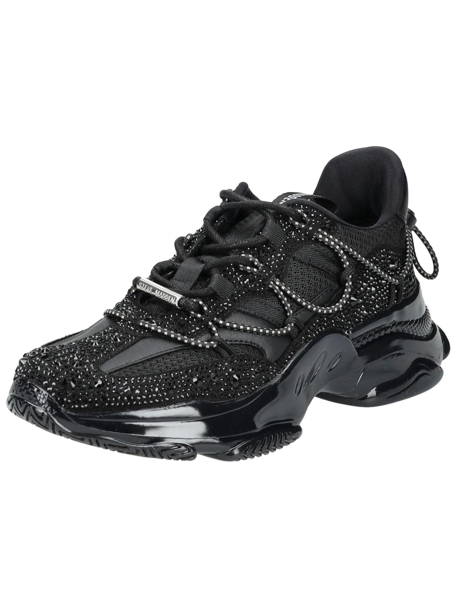 Sneaker STEVE MADDEN "STEVE MADDEN Sneaker Lederimitat/Textil", Damen, Gr. 39, schwarz (schwarz, schwarz), Lederimitat, Textil, Schuhe