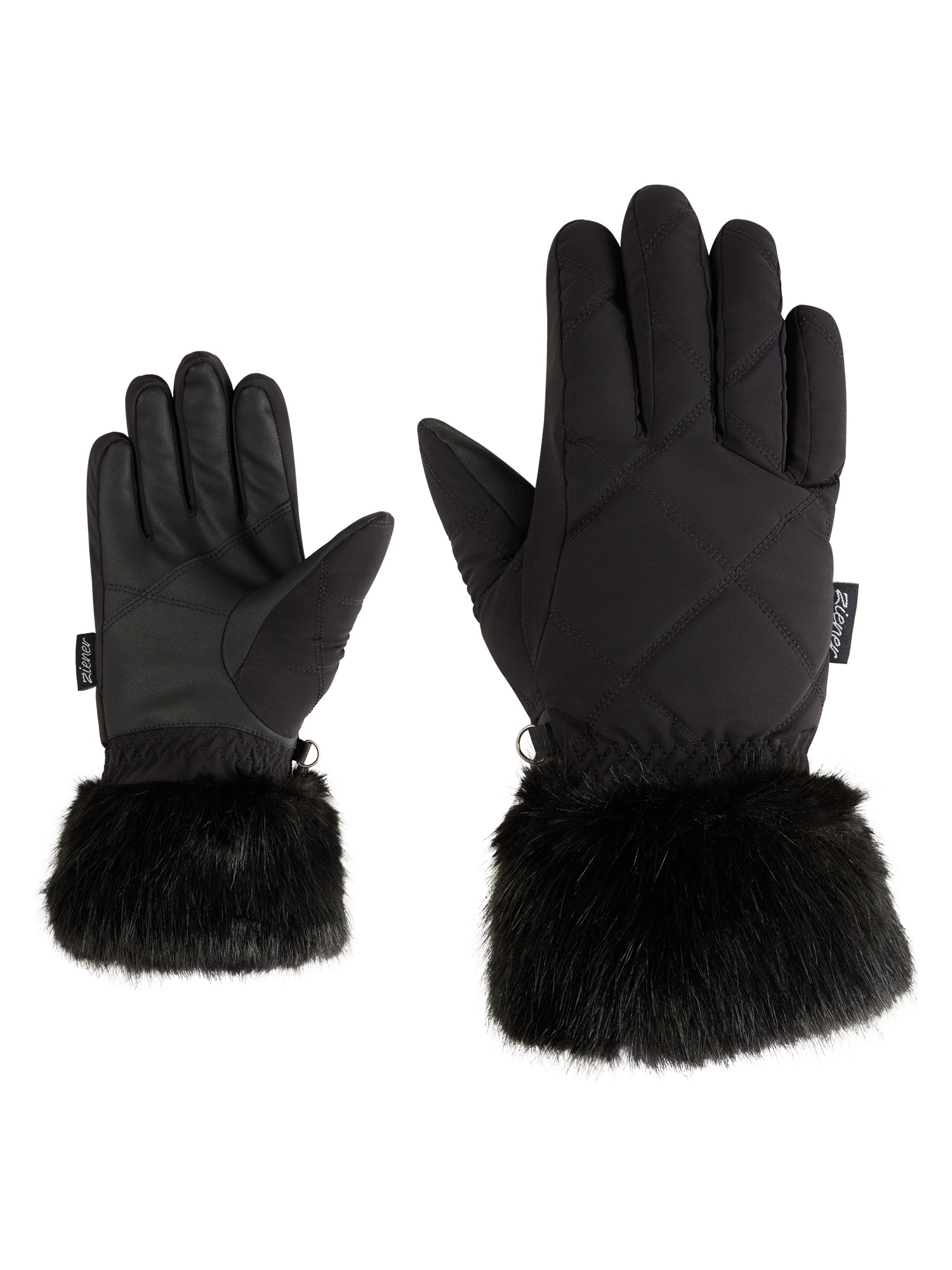 Skihandschuhe ZIENER "LILION-Z glove junior", Kinder, Gr. 3, schwarz, Obermaterial: 100% Polyester; Innenhand: 100% Polyester (recycelt); Futter: 100% Polyester; Wattierung: 100% Polyester, Handschuhe Image
