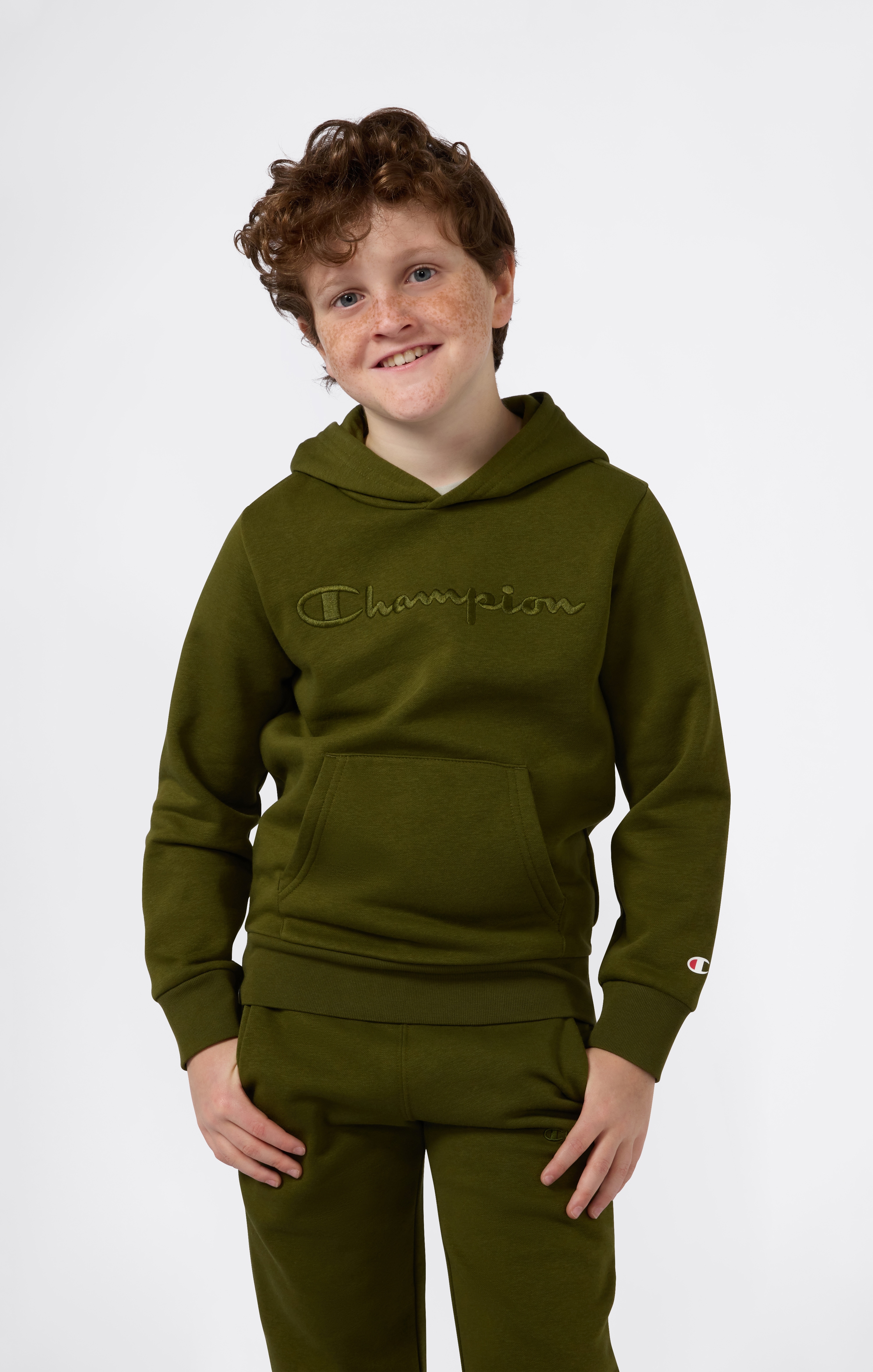 Kapuzensweatshirt CHAMPION "ICONS TONAL Hoodie Large Logo", Kinder, Gr. S (128/134), imv, Obermaterial: 73% Baumwolle, 27% Polyester, Sweatshirts Image
