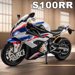 1:12 Kawasaki H2R Alloy Motorcycle S100RR Miniature Model Toy with Light Front Wheel Steering Rubber Tire Motorbike Collect Gift