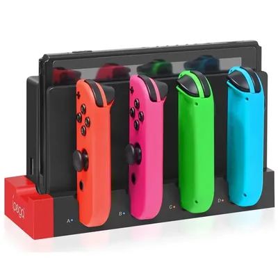 IPEGA PG-9186 Charging Dock for Switch&OLED,Charges Up to 4 Controllers,Compatible with Switch and OLED,Hot-Selling 4-port Stand