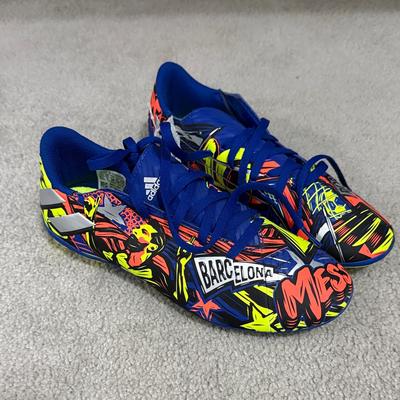 Adidas Shoes | Adidas Kids Messi Graphic Soccer Shoes- Blue And Neon | Color: Blue/Yellow | Size: 5